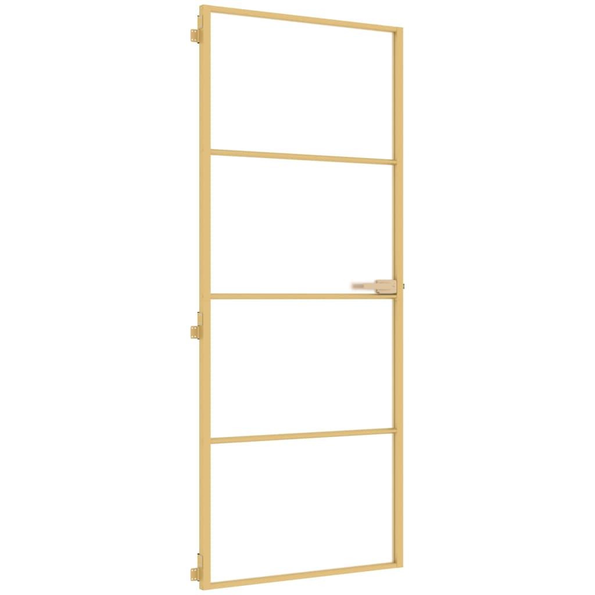 Voir la diapositive 2 : VIDAXL Porte interieure mince dore 83x201,5 cm verre trempe aluminium