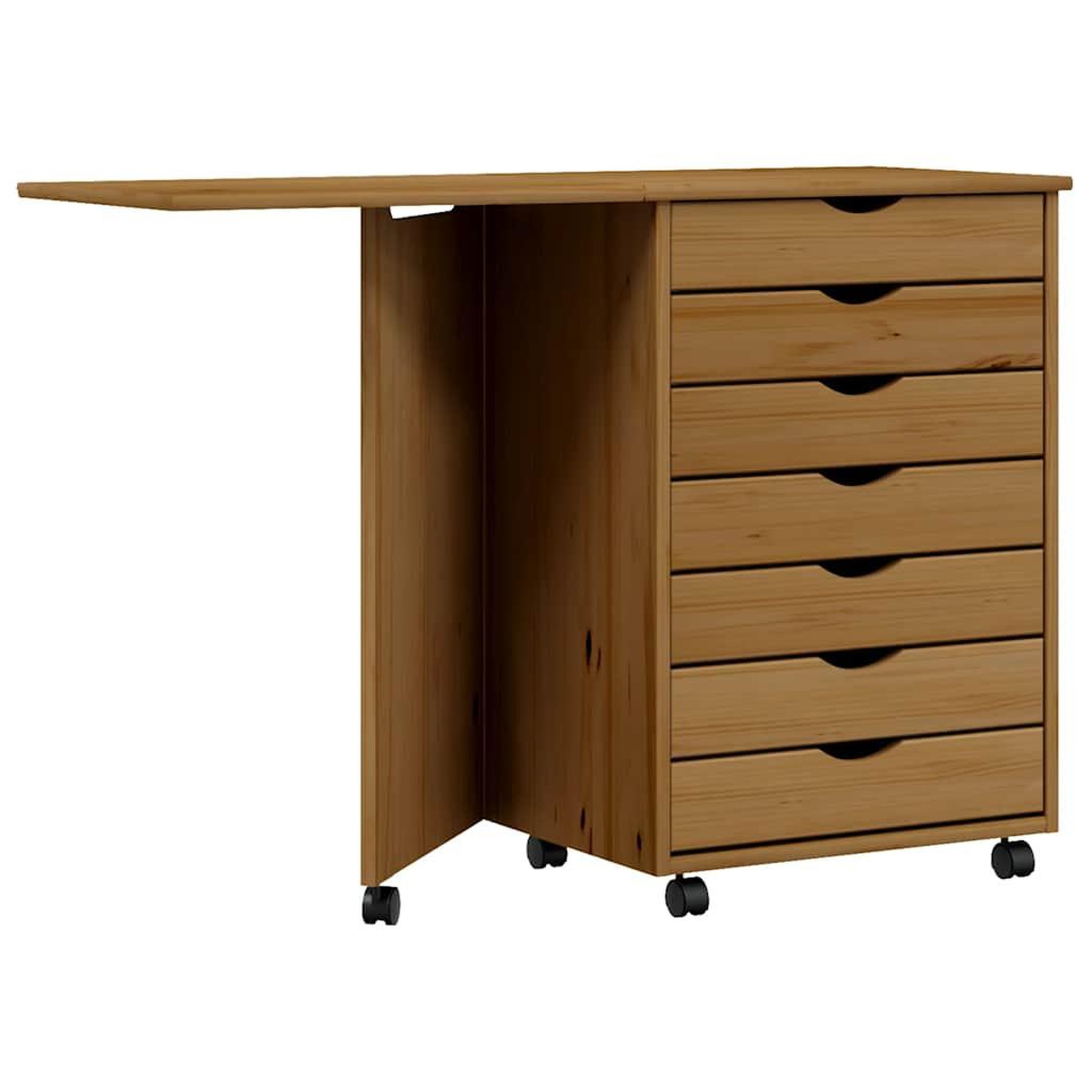 Voir la diapositive 2 : VIDAXL Armoire roulante avec bureau MOSS marron miel bois de pin
