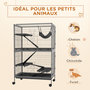 Voir la diapositive 4 : PAWHUT Cage pour rongeurs furet chinchilla 4 plateformes 3 rampes 4 portes hamac plateau acier gris noir