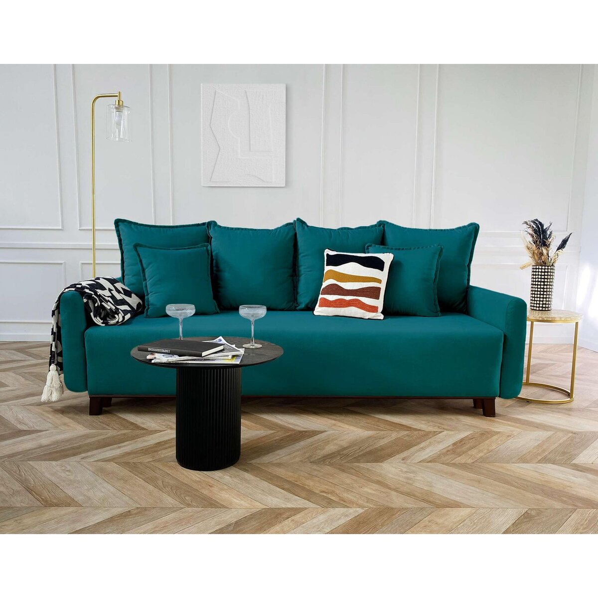 LISA DESIGN Apia - canapé 3 places - convertible avec coffre - en velours