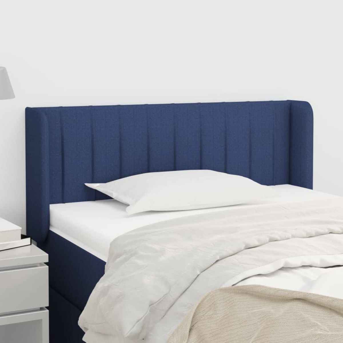VIDAXL Tete de lit avec oreilles Bleu 93x16x78/88 cm Tissu