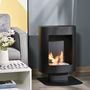 Voir la diapositive 2 : HOMCOM Cheminée bioéthanol sur pied design contemporain - brûleur 1,5 L - contrôle de flamme et manche inclus - acier noir