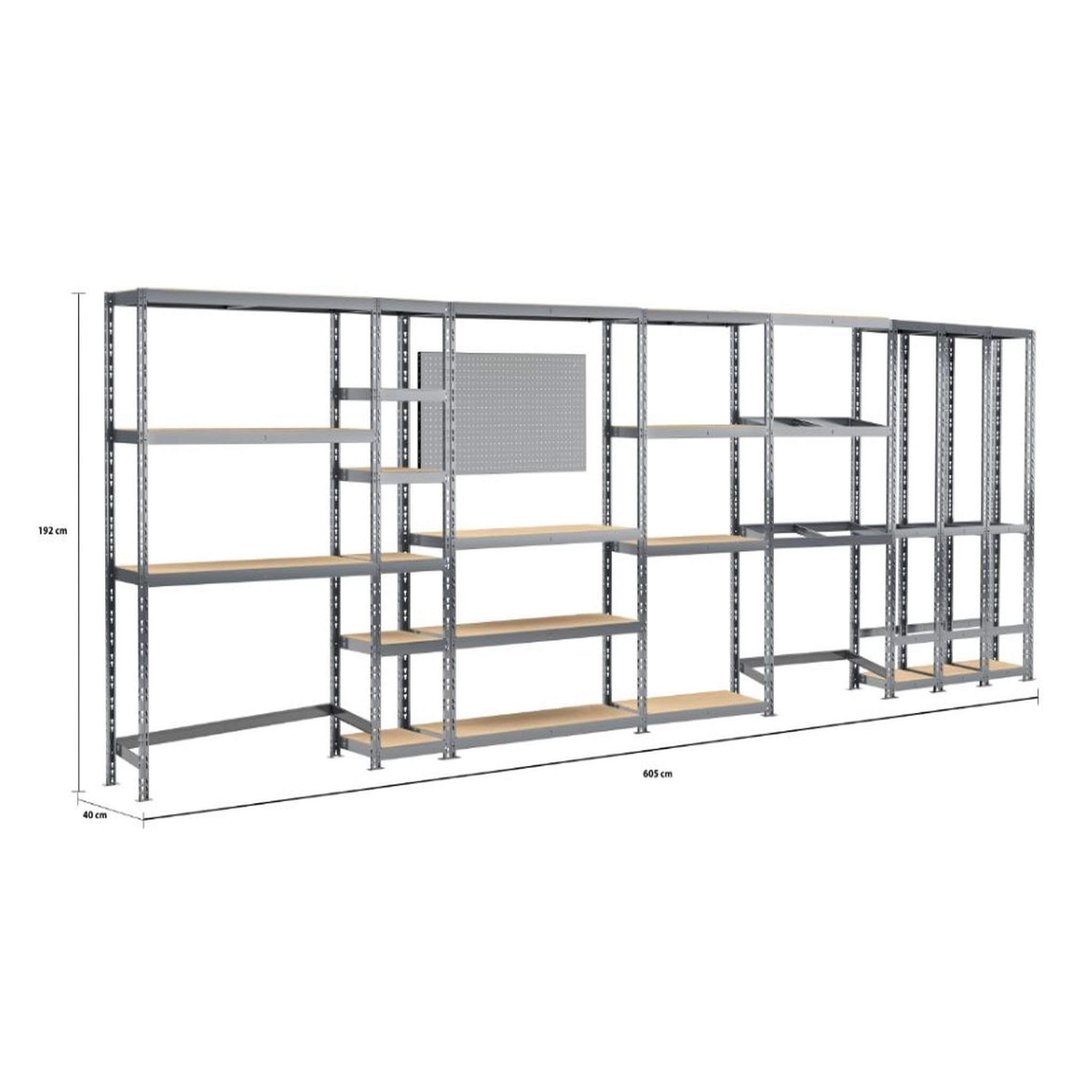 Voir la diapositive 2 : Concept rangement de garage MODULÖ STORAGE SYSTEME EXTENSION 6 étagères 24 plateaux longueur 605 cm pour garage
