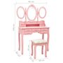 Voir la diapositive 6 : VIDAXL Coiffeuse avec tabouret et miroir pliable en 3 Rose