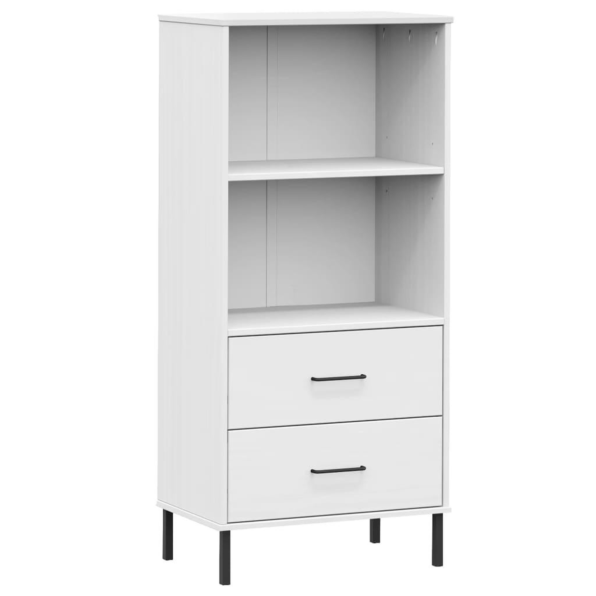 Voir la diapositive 2 : VIDAXL Bibliotheque a 2 tiroirs Blanc 60x35x128,5 cm Bois massif OSLO