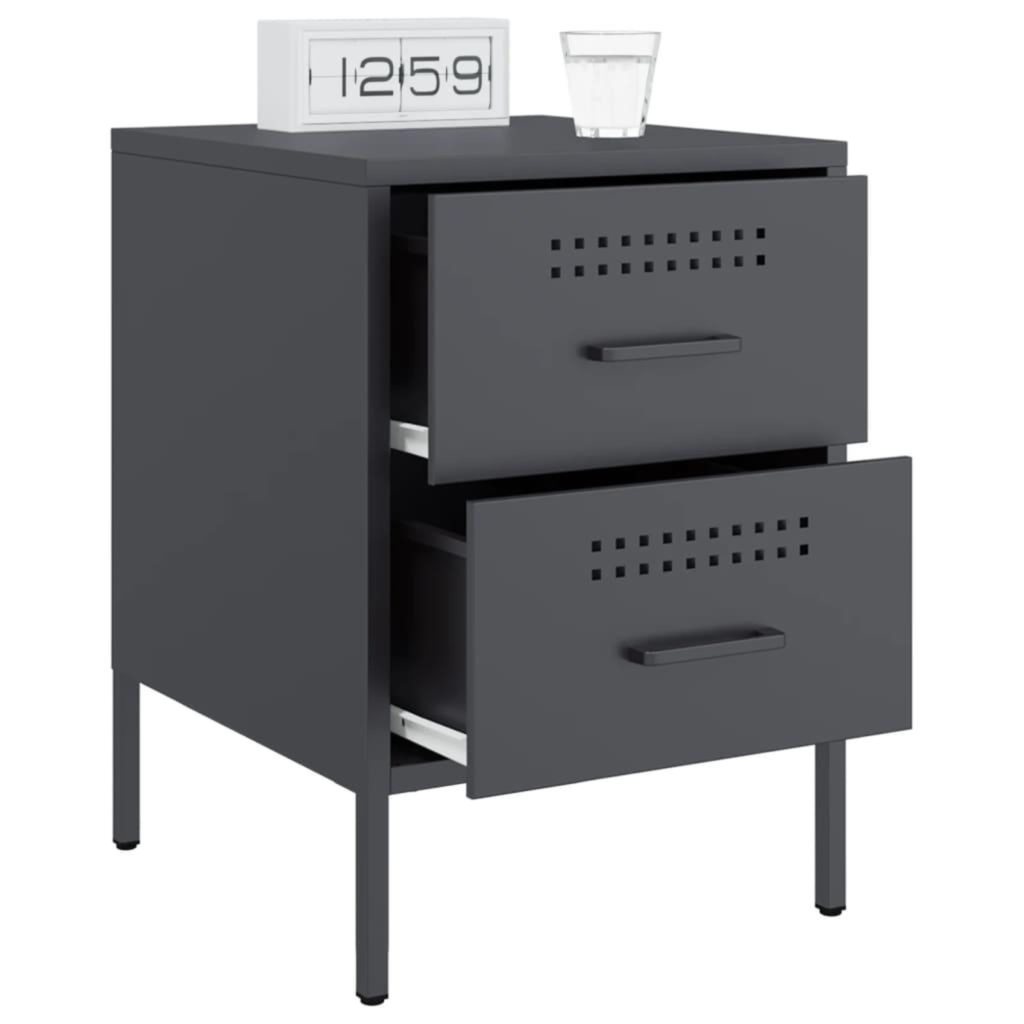 Voir la diapositive 4 : VIDAXL Tables de chevet 2 pcs anthracite 36x39x50,5 cm acier