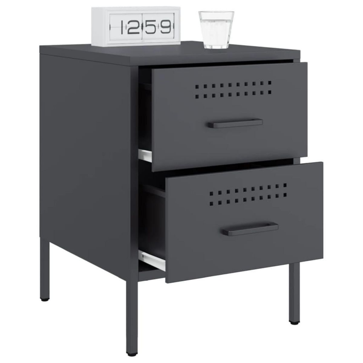 VIDAXL Tables de chevet 2 pcs anthracite 36x39x50,5 cm acier