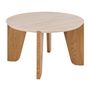Voir la diapositive 2 : LISA DESIGN Noeva - table basse - pieds en chêne - plateau effet travertin - 80 cm