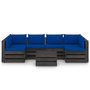 Voir la diapositive 2 : VIDAXL Salon de jardin 7 pcs avec coussins Bois impregne de gris