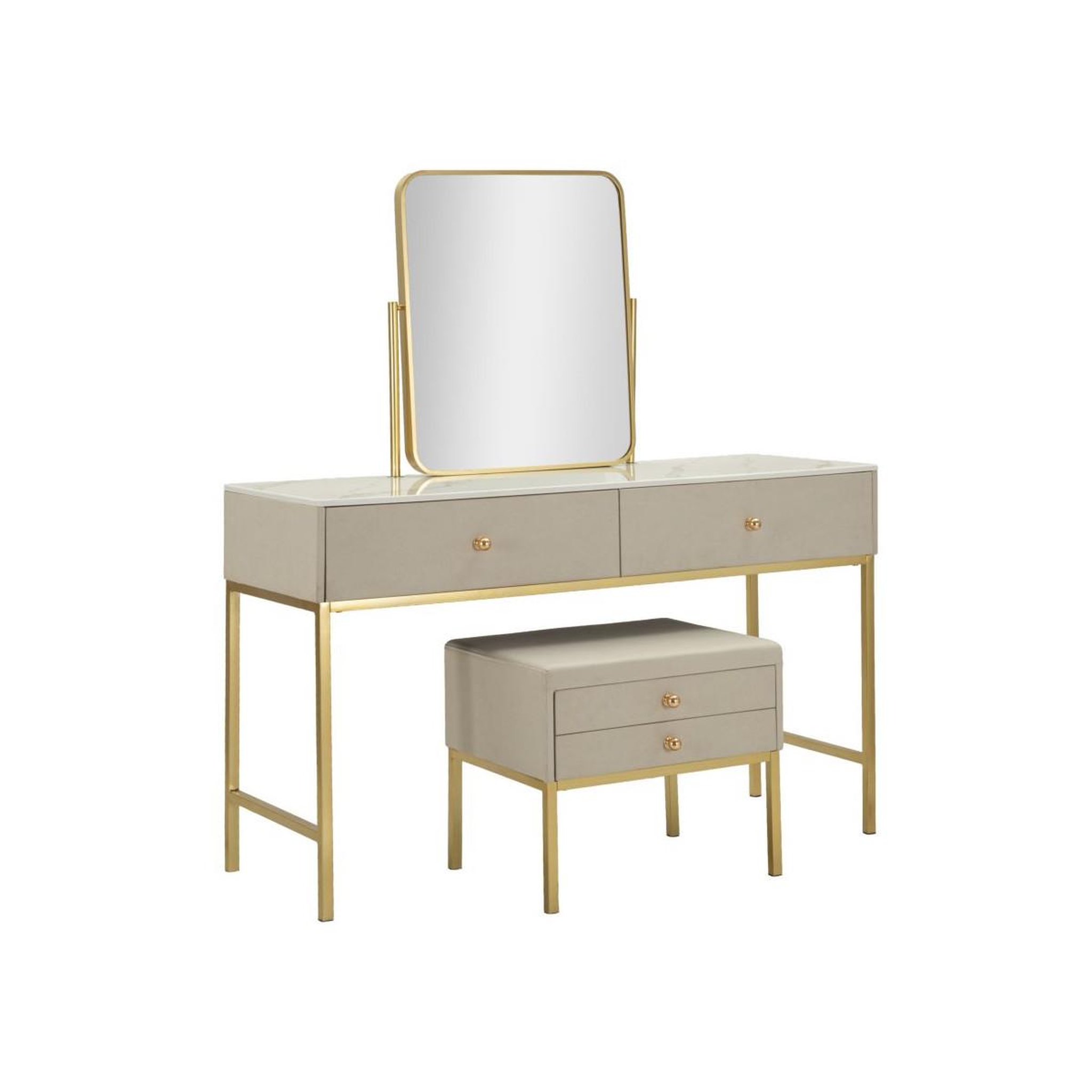Paris Prix Coiffeuse avec tabouret  luxury  120cm beige & or
