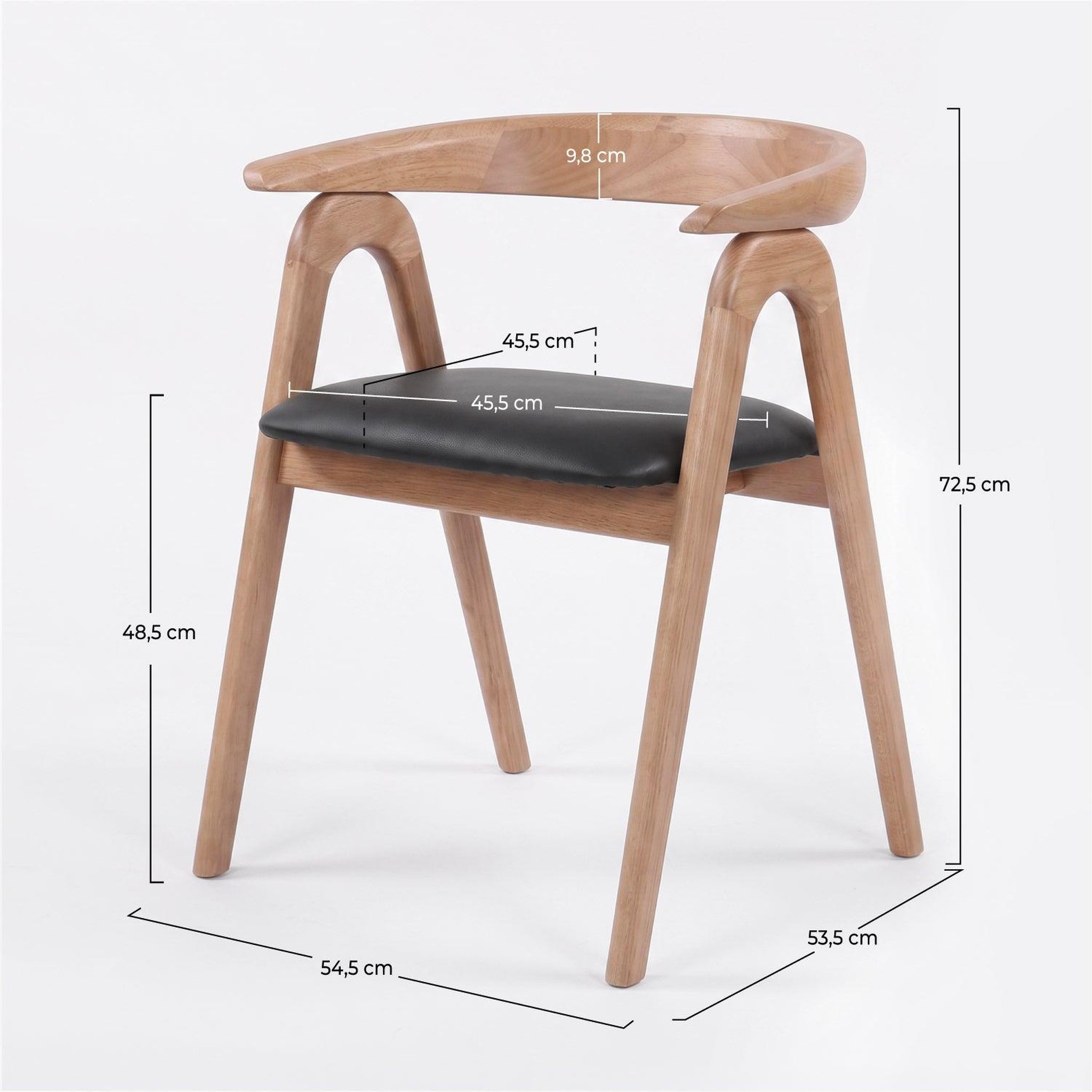 Voir la diapositive 4 : MAISON PAVANE Chaise en bois d'hévéa blond et cuir synthétique noir-hawa