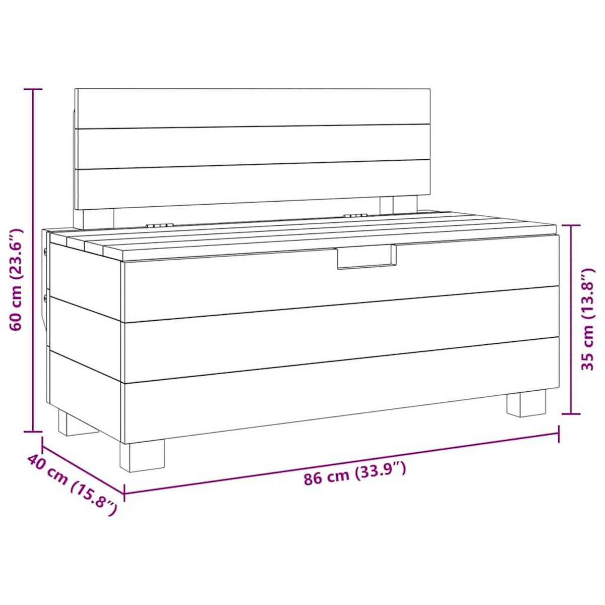 VIDAXL Banc bois massif d'acajou 86x40x60 cm