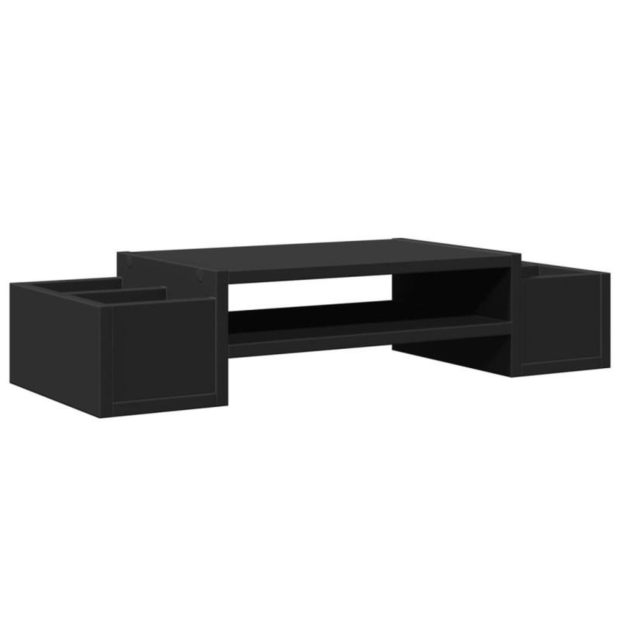 Voir la diapositive 2 : VIDAXL Support de moniteur avec rangement noir bois d ingénierie