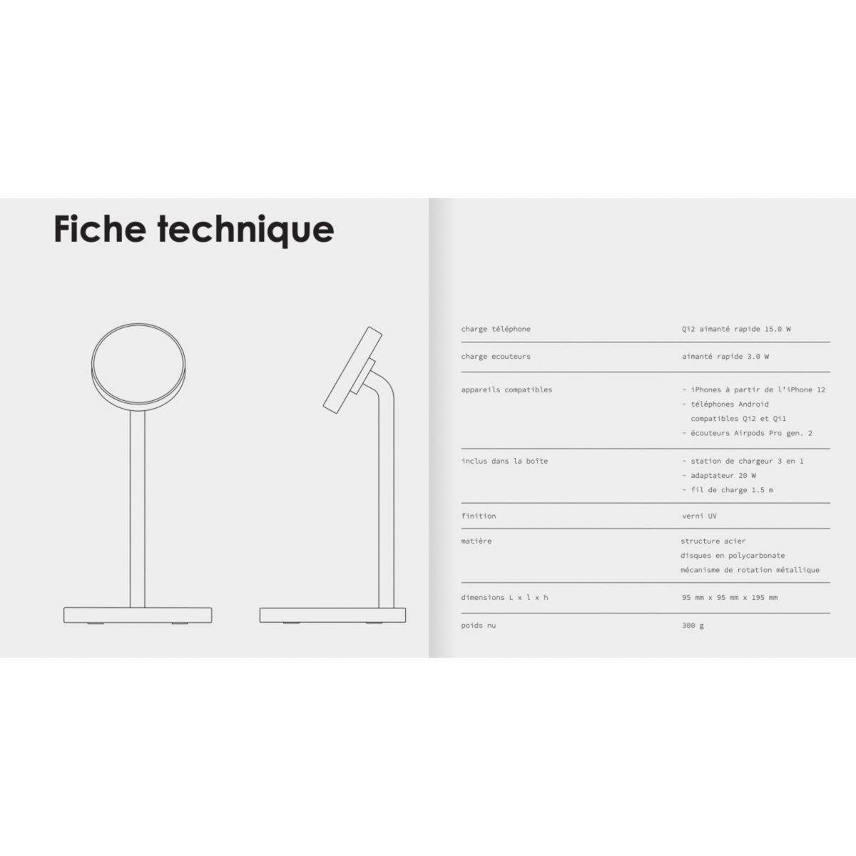 CASYX Chargeur 2 en 1  Charge rapide Qi2 rouge
