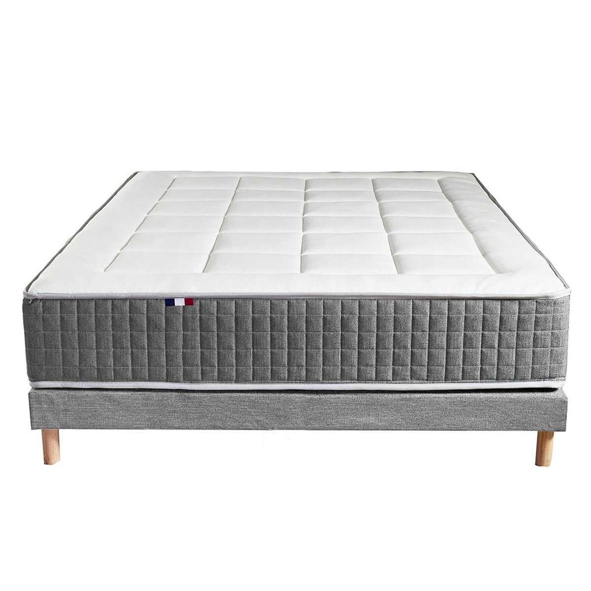 IDLITERIE Matelas ressorts MAX, 7 zones, sommier rigide, pack couette oreiller