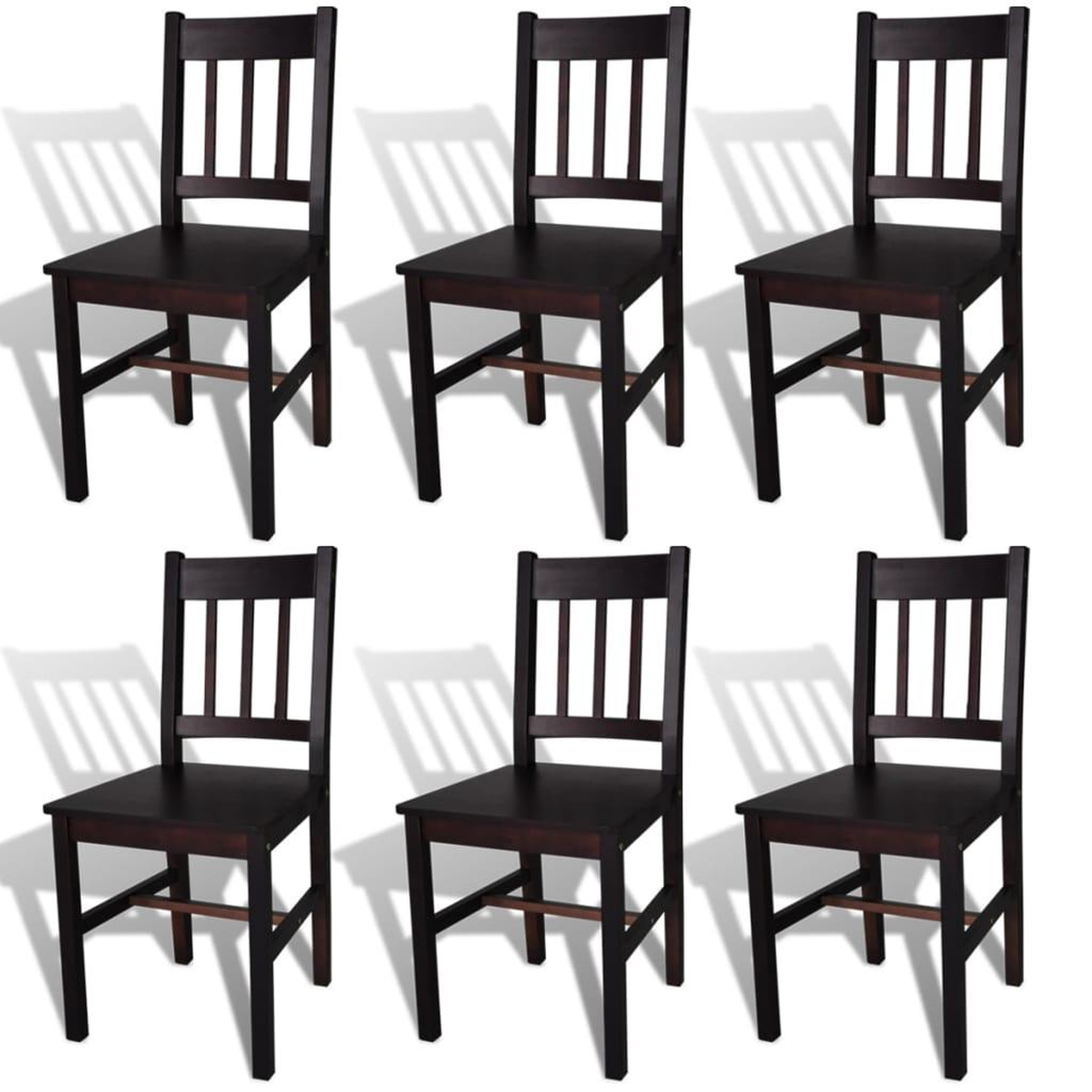 VIDAXL Chaises a manger lot de 6 marron fonce pinede