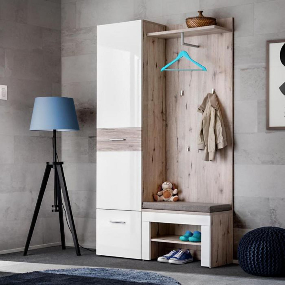 Paris Prix Ensemble Dressing  Gustavo X  200cm Naturel & Blanc