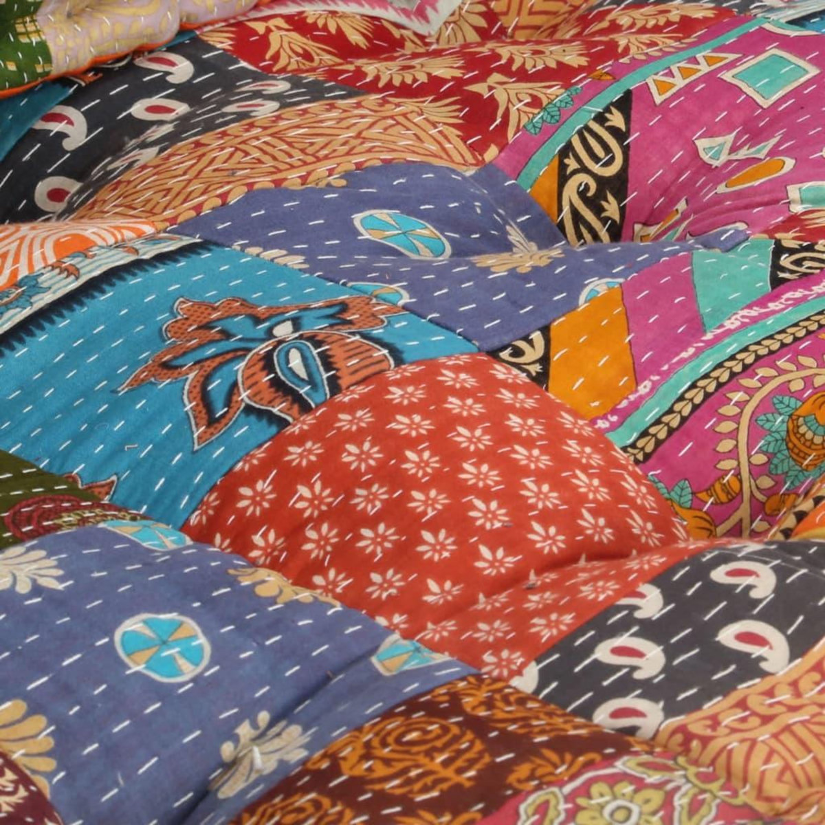 VIDAXL Pouf Patchwork Tissu