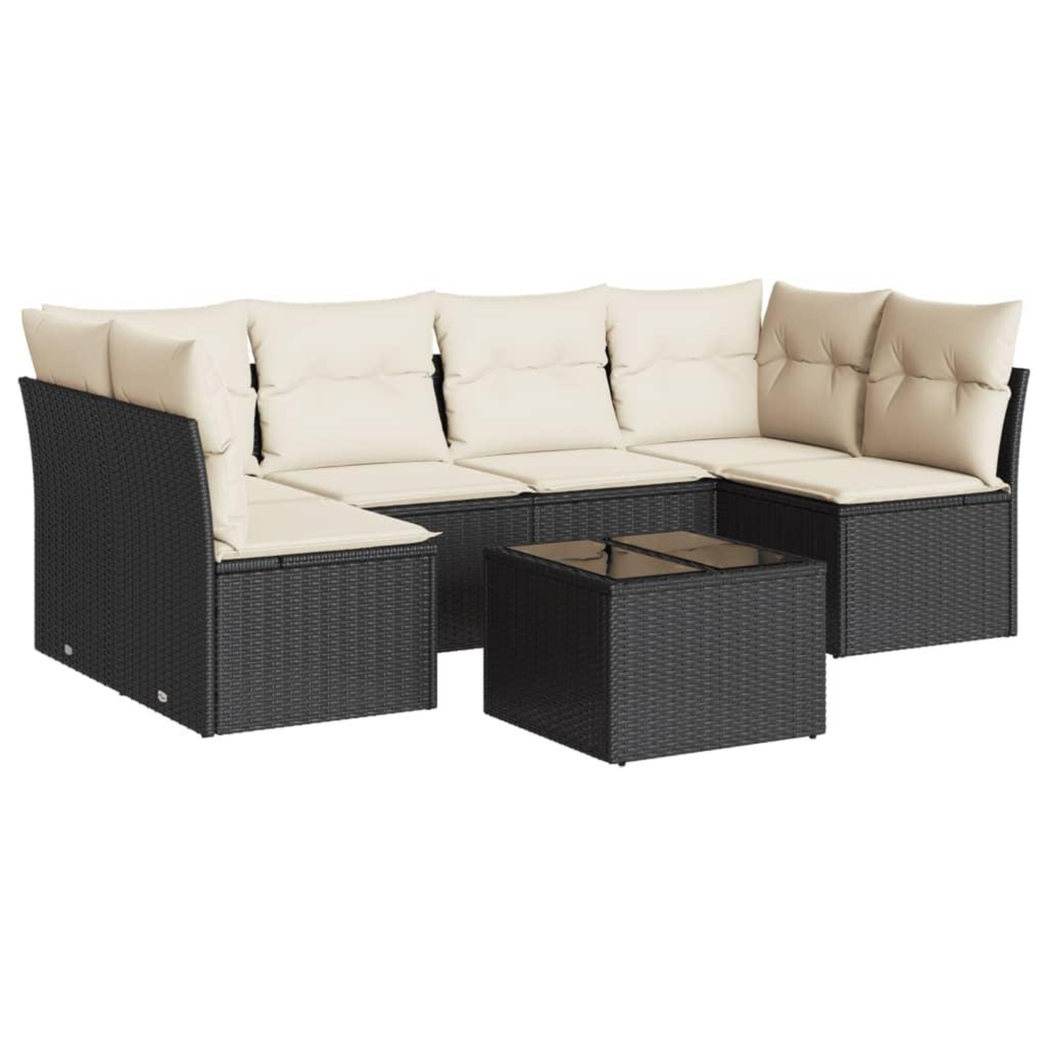 Voir la diapositive 2 : VIDAXL Salon de jardin 7 pcs avec coussins noir resine tressee