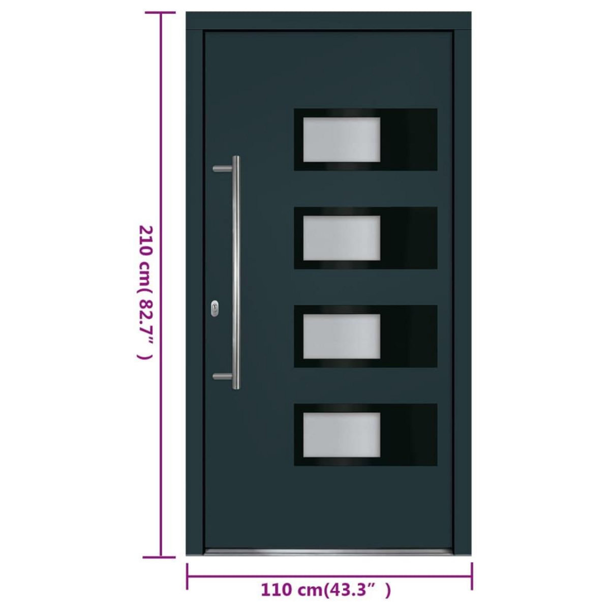 VIDAXL Porte d'entree Anthracite 110x210 cm Aluminium et PVC