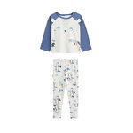 Petit Béguin Pyjama enfant 2 pièces avec pieds retroussables Mexico. Coloris disponibles : Bleu