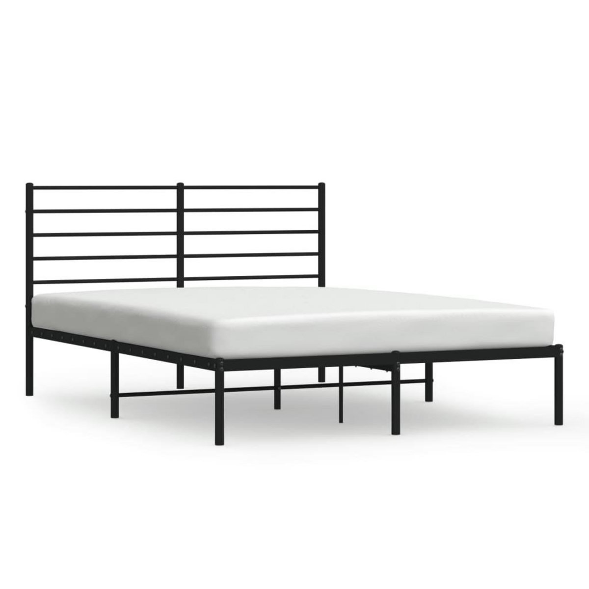VIDAXL Cadre de lit metal sans matelas avec tete de lit noir 140x190cm