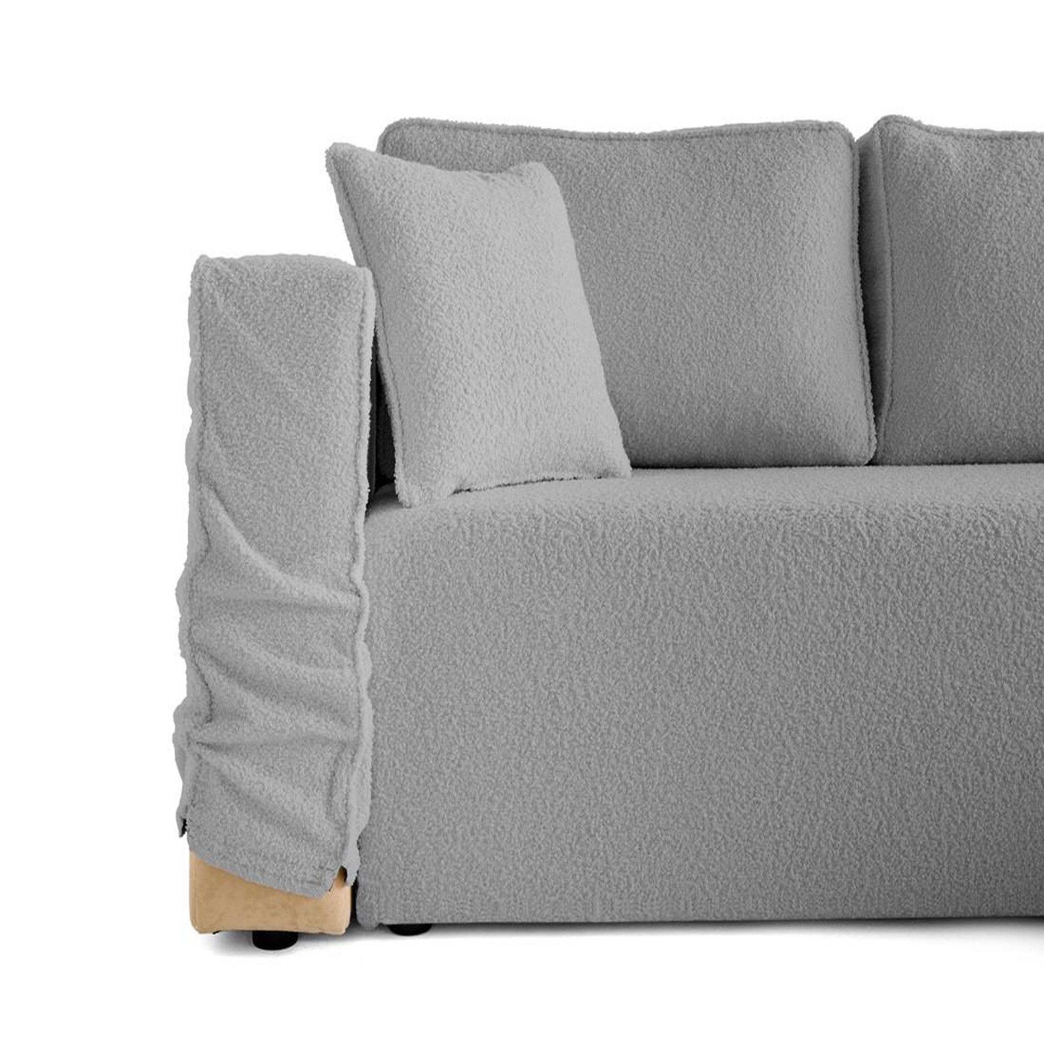 Voir la diapositive 2 : BEST MOBILIER Topaze - canapé d'angle déhoussable réversible 4 places en tissu bouclette