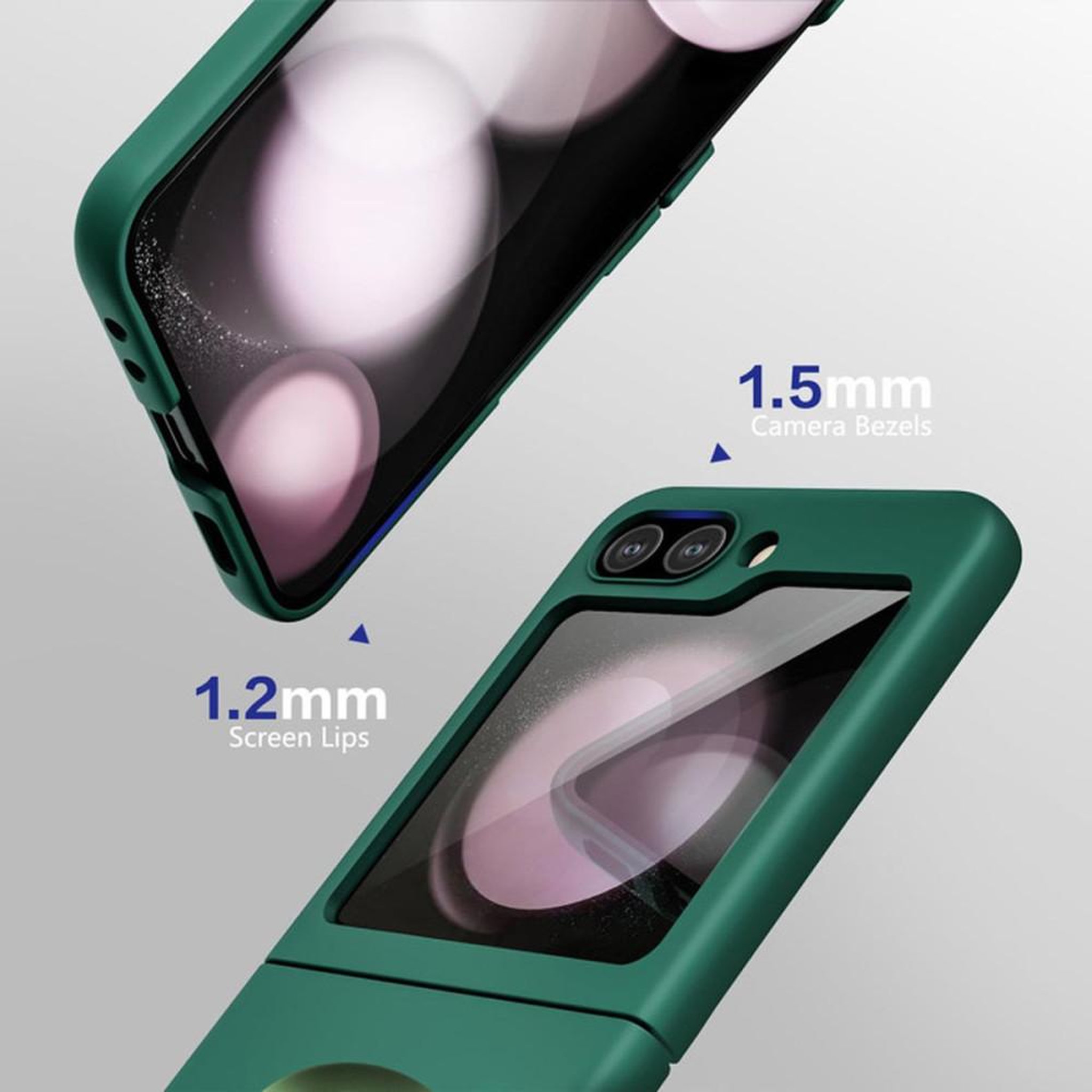 Voir la diapositive 4 : Coque de protection magnétique vert mat avec anneau pour Samsung Galaxy Z Flip 5