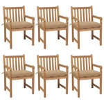 VIDAXL Chaises de jardin lot de 6 et coussins beige bois teck solide