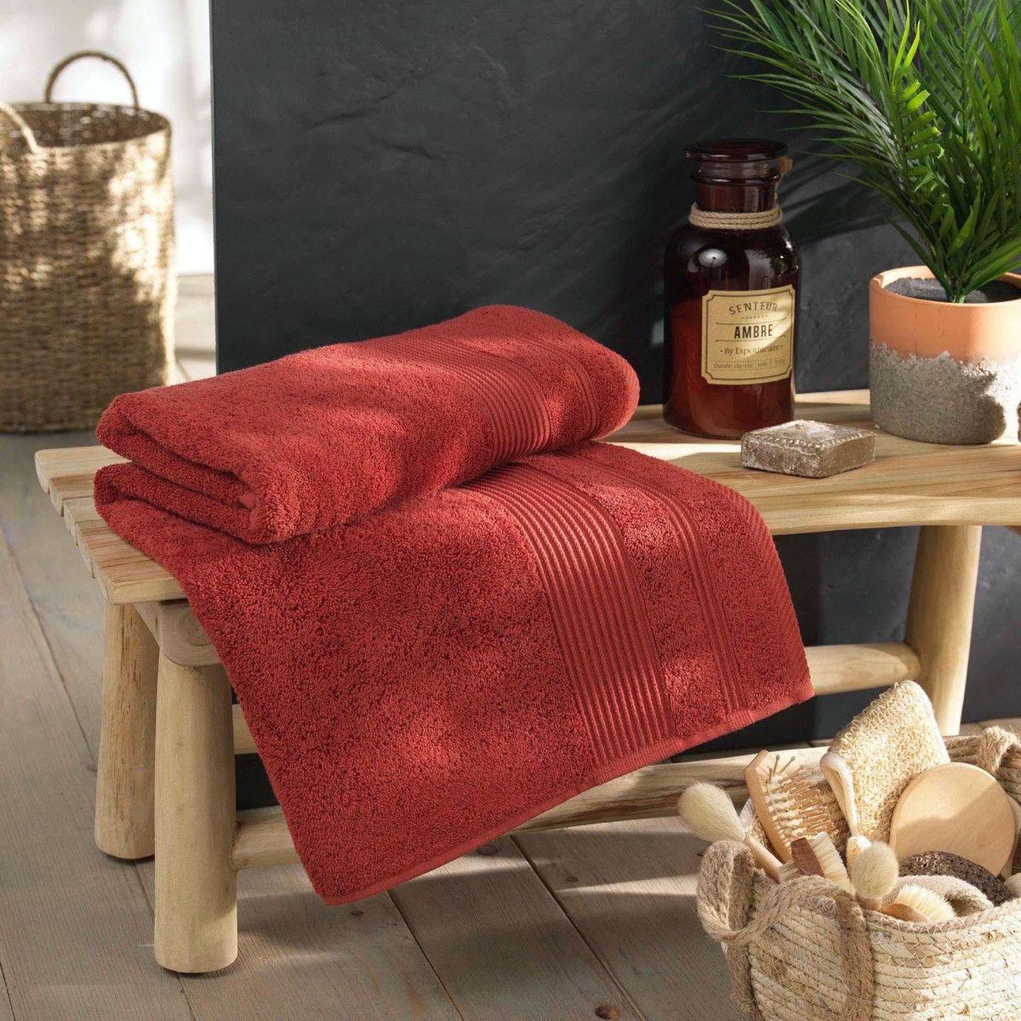 Voir la diapositive 2 : Douceur d'Intérieur Drap de bain  tendresse  90x150cm terracotta