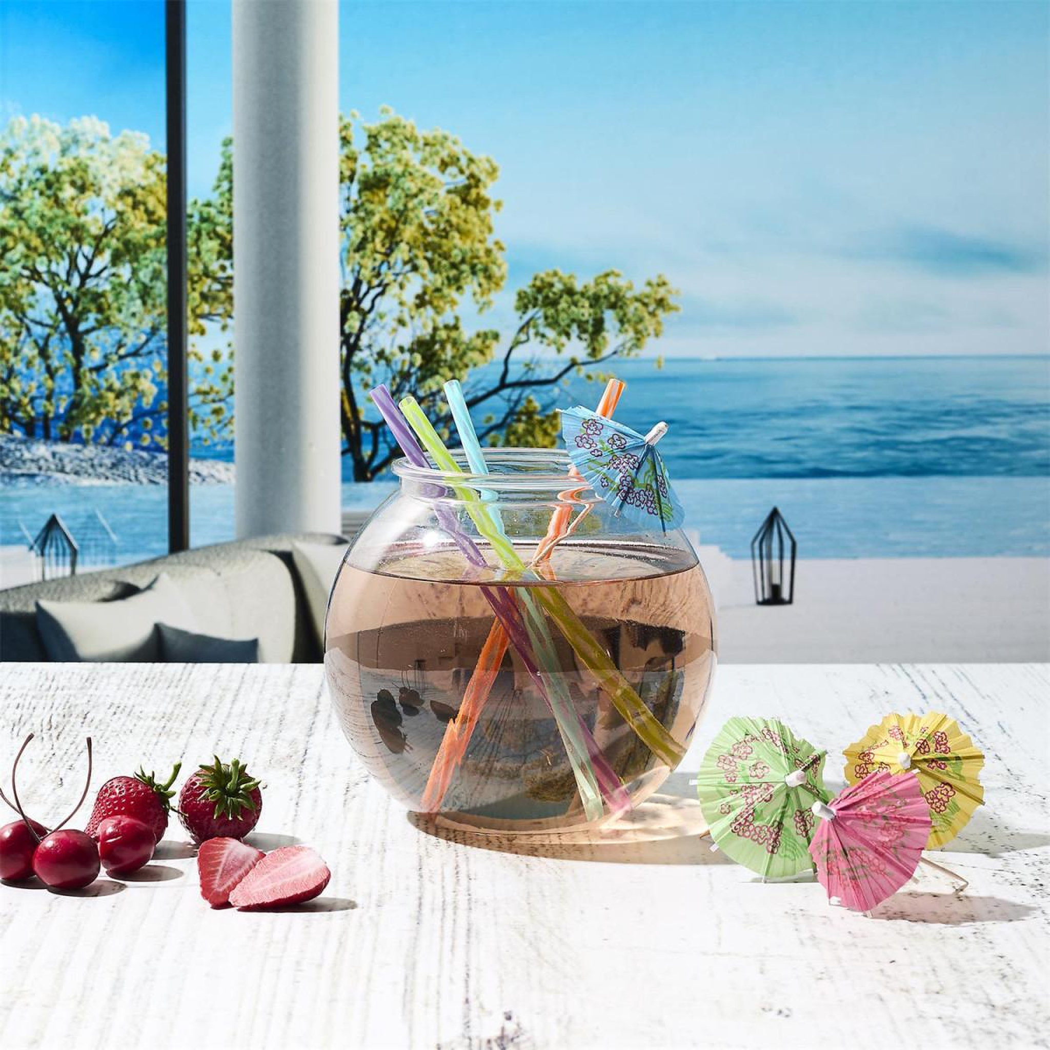 Voir la diapositive 6 : The Home Deco Factory Bocal à cocktail & 8 accessoires  festif  2,8l transparent