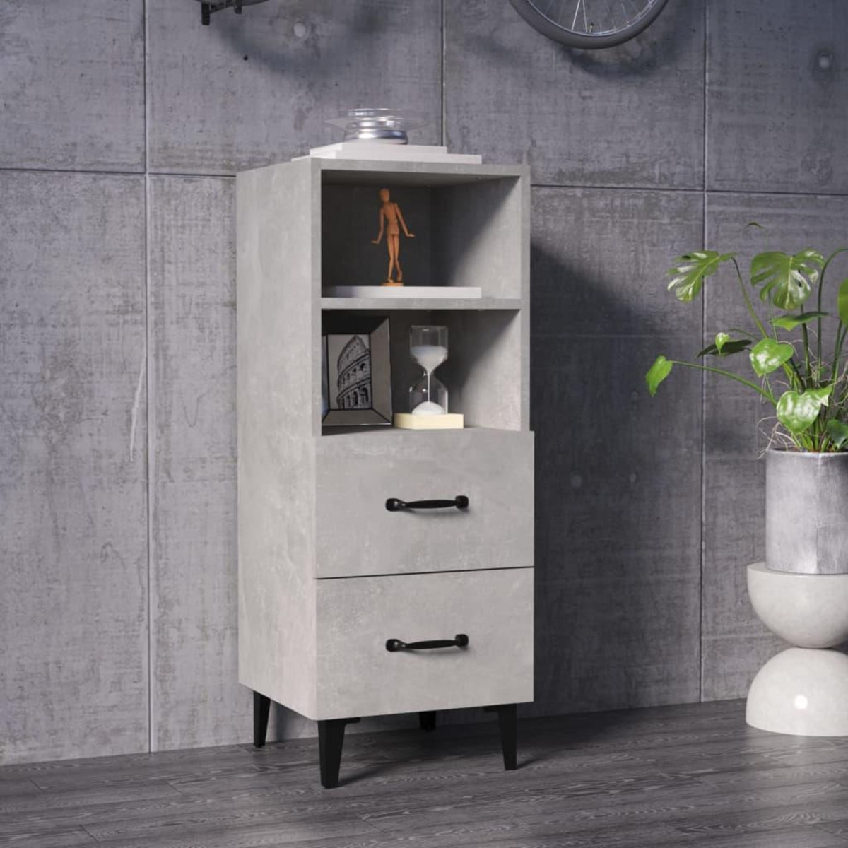 VIDAXL Buffet Gris beton 34,5x34x90 cm Bois d'ingenierie