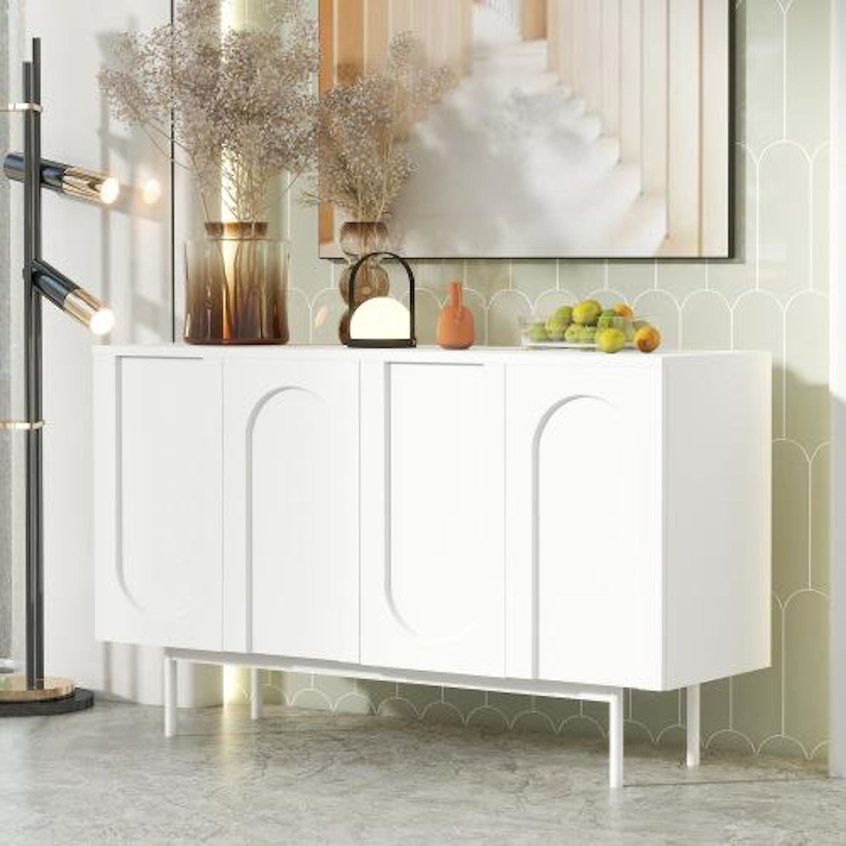 MERAX Buffet 4 porte(s) 0 tiroir(s) - 140 cm blanc mdf