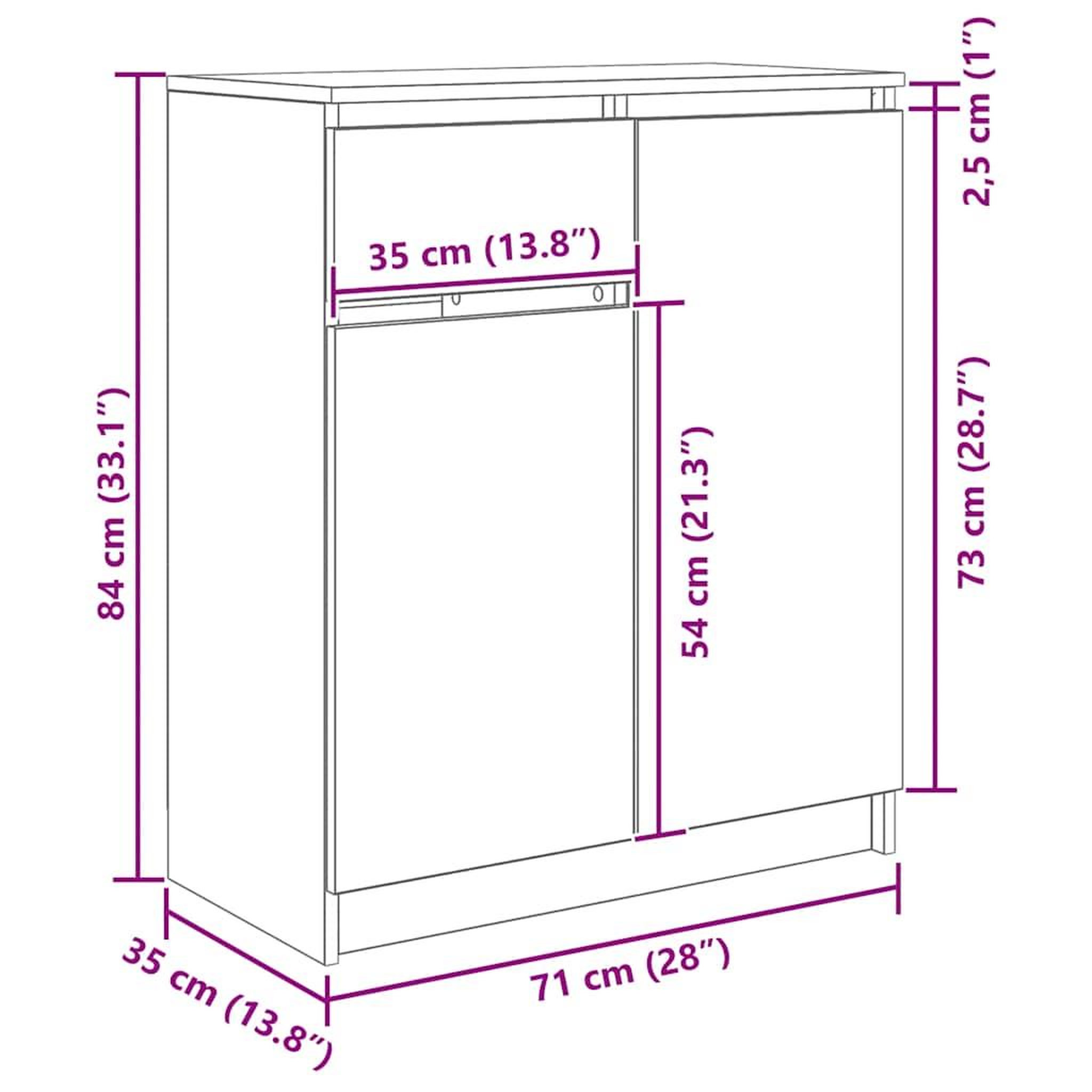 Voir la diapositive 6 : VIDAXL Buffet avec tiroir chene sonoma 71x35x84 cm bois d'ingenierie