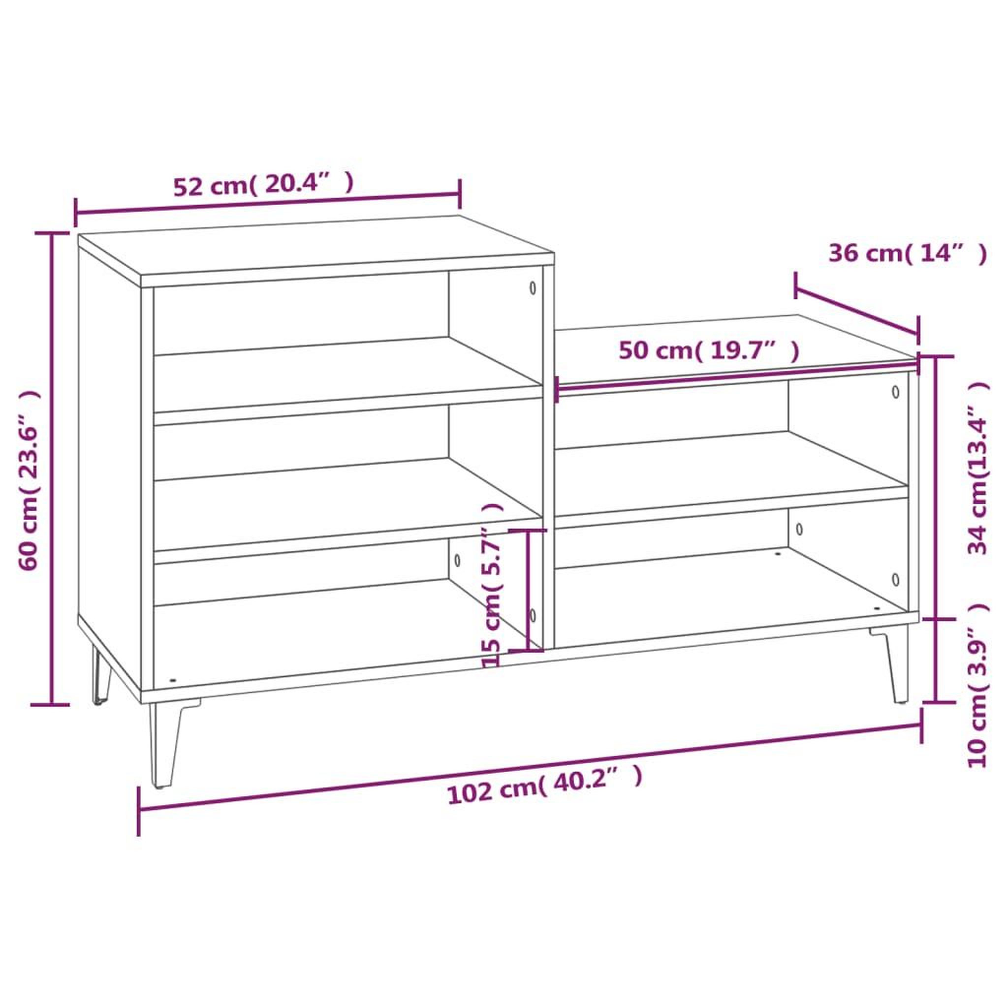 Voir la diapositive 6 : VIDAXL Armoire a chaussures Blanc 102x36x60 cm Bois d'ingenierie