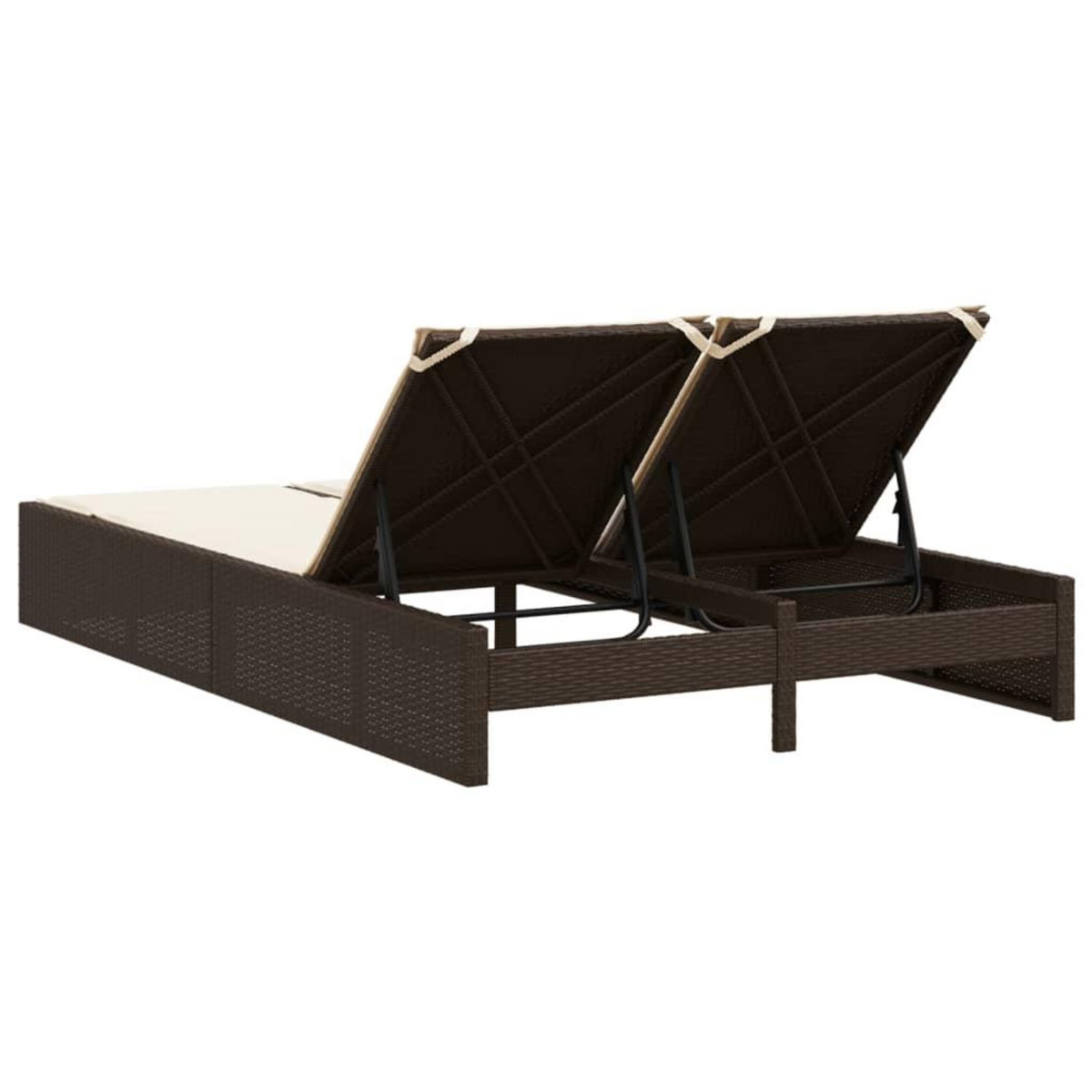 VIDAXL Chaise longue double avec coussins marron resine tressee