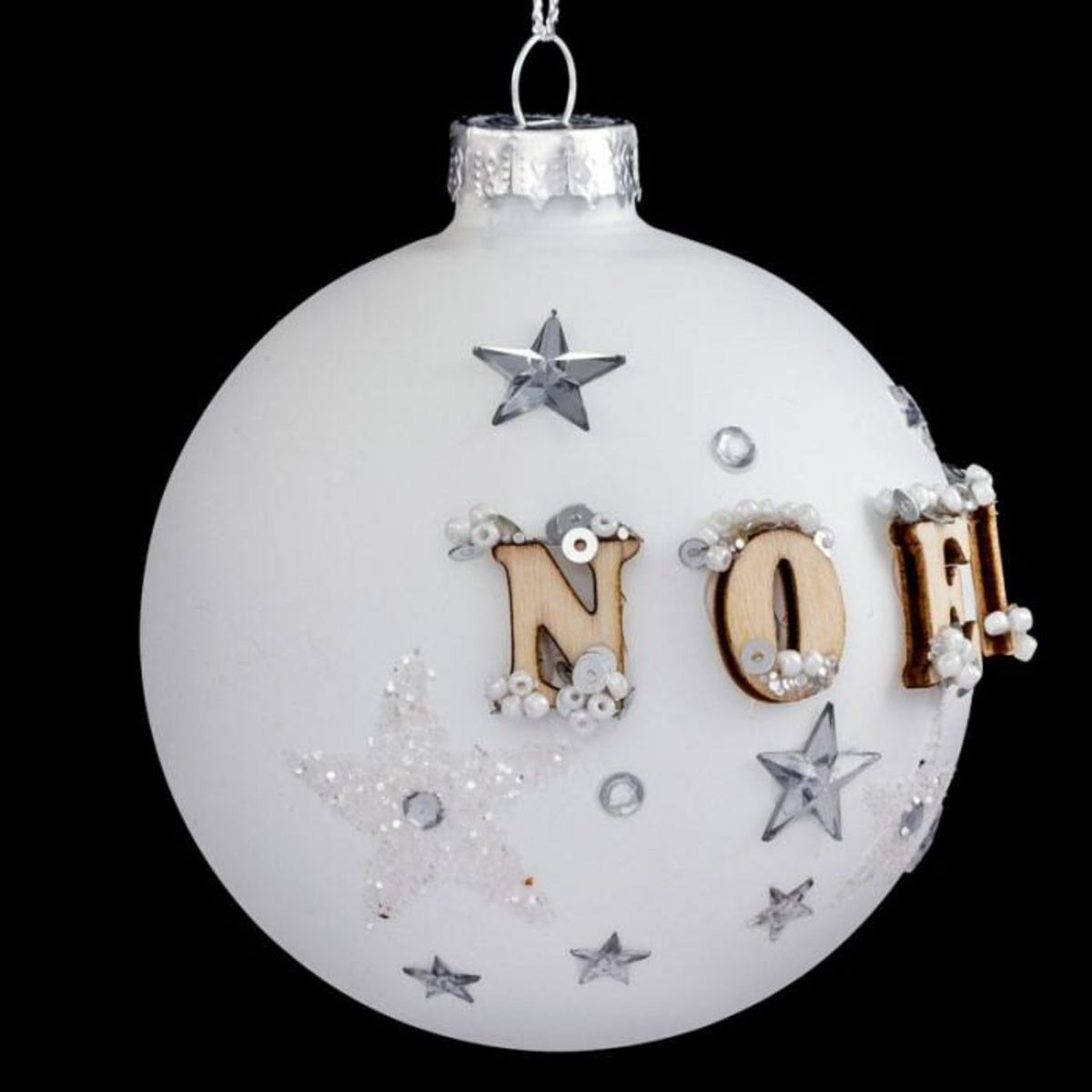 FEERIC LIGHT & CHRISTMAS Boule de Noël en Verre  Hors Piste  8cm Blanc Mat