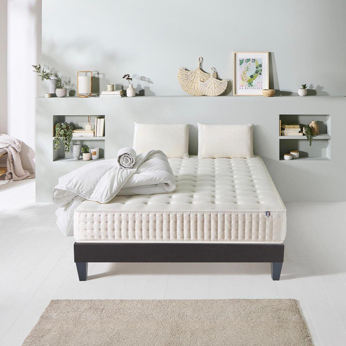 OLYMPE LITERIE OLYMPE LITERIE | Pack Prêt à dormir APOLLON | Matelas Mémoire de forme + Sommier + Accessoires