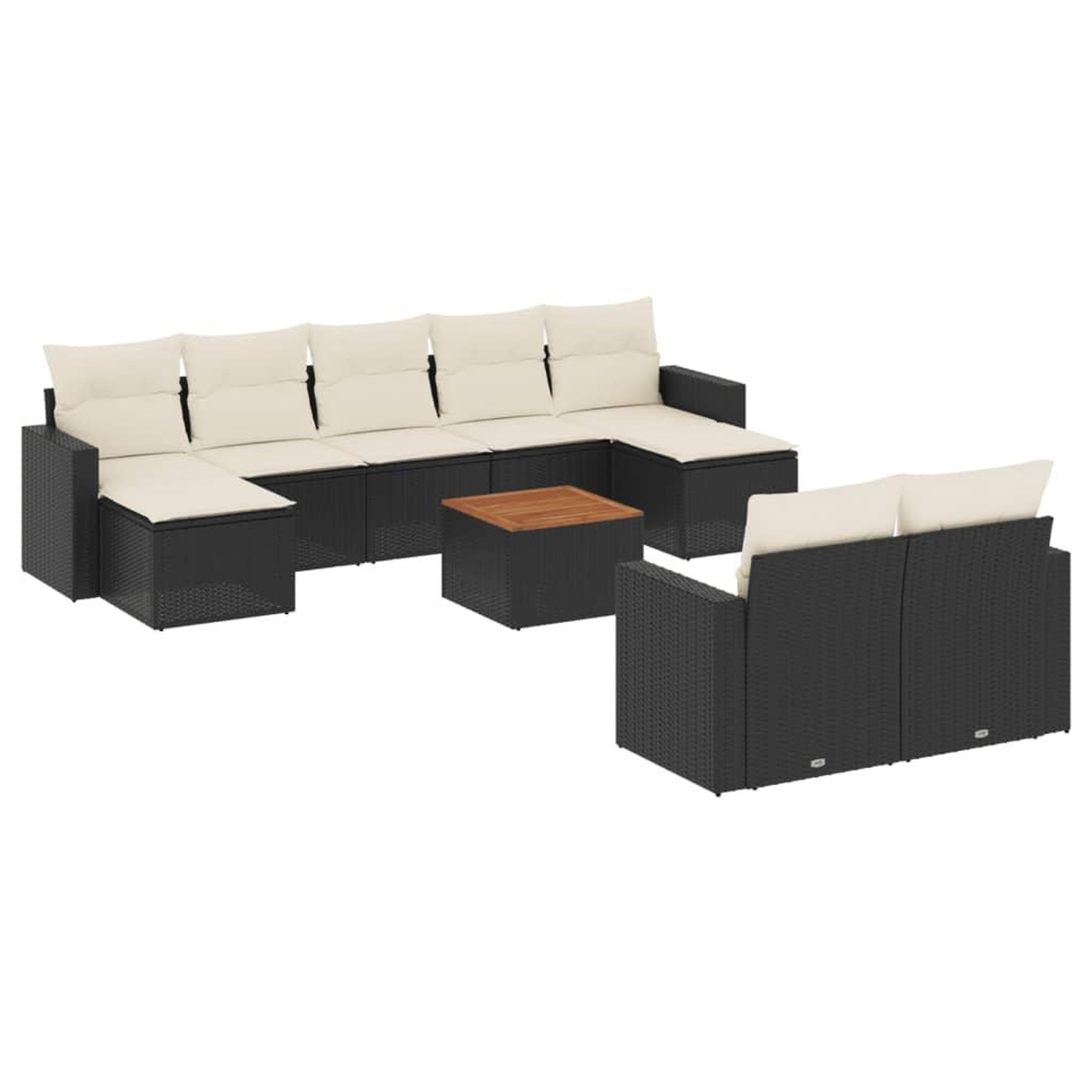 Voir la diapositive 2 : VIDAXL Salon de jardin 10 pcs avec coussins noir resine tressee