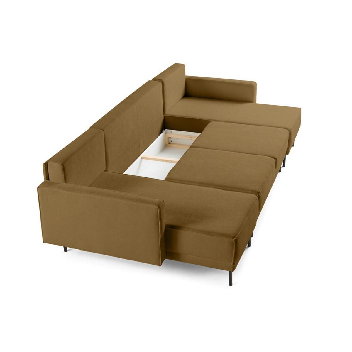 LISA DESIGN Charlie - canapé panoramique en u 7 places - convertible avec coffre - en tissu