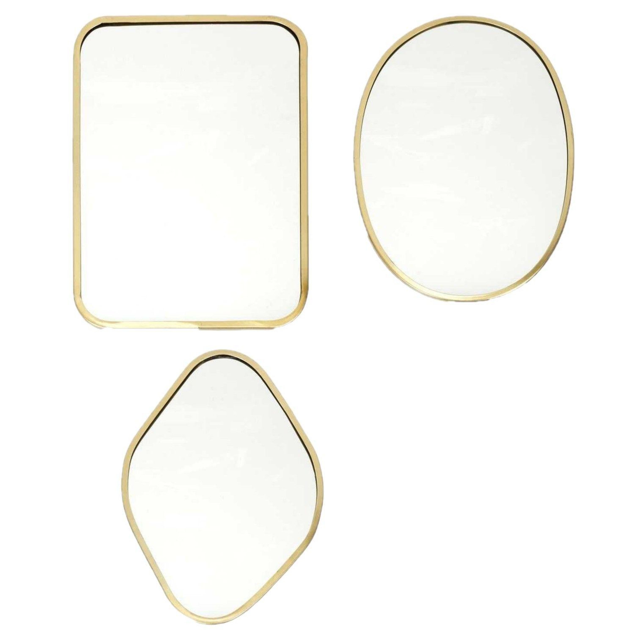 Voir la diapositive 1 : TOILINUX Lot de 3 miroirs avec contours en métal - Doré