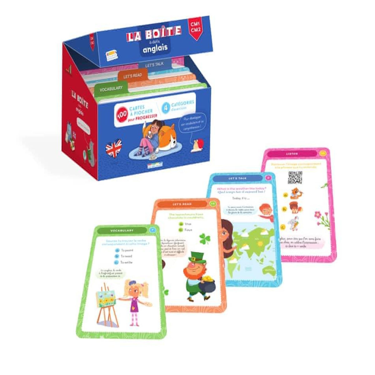 LA BOITE A DEFIS ANGLAIS CM1-CM2. 100 CARTES A PIOCHER POUR PROGRESSER, Rue des écoles