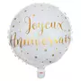  Ballon Aluminium Joyeux Anniversaire Blanc et Or