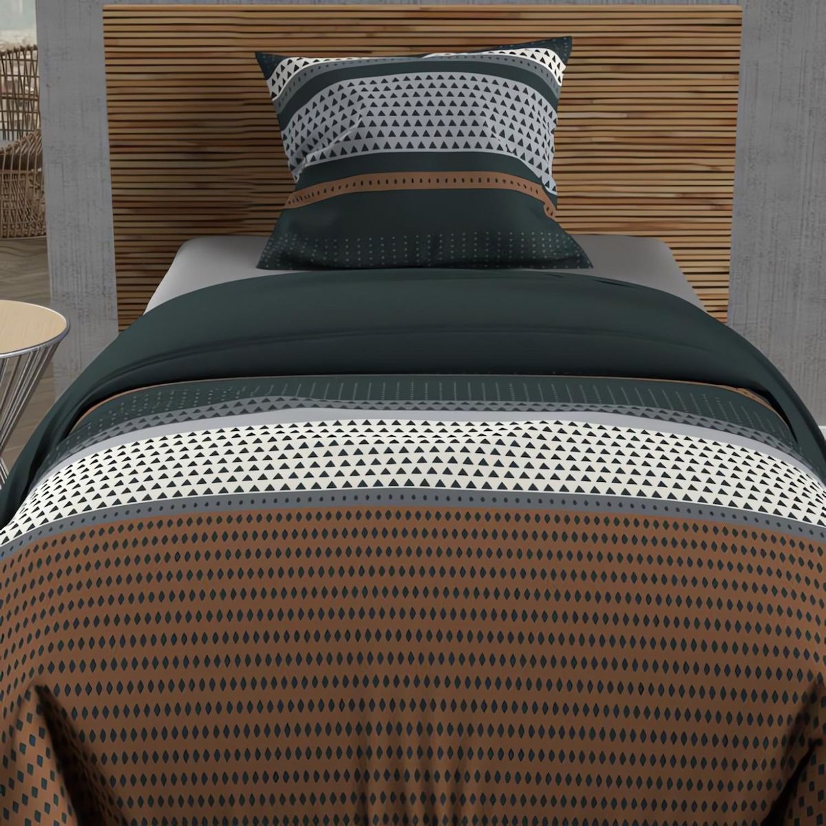 SOLEIL D'OCRE Ensemble couette et parure 5 Pièces THALES pour lit en 90x190 cm, par Soleil d'ocre