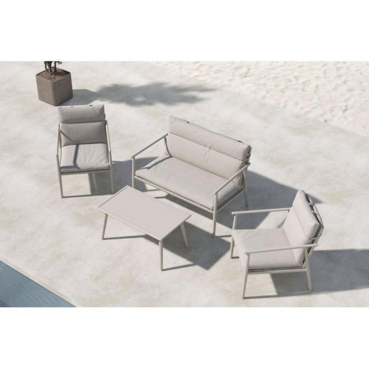 Paris Prix Salon de Jardin 4 Places  Mazzaro  120cm Beige