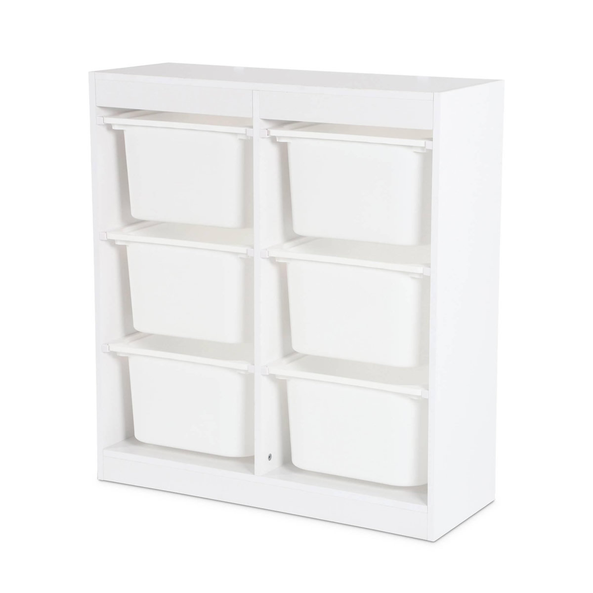 SWEEEK Meuble de rangement enfant. blanc. 6 bacs de rangement en plastique