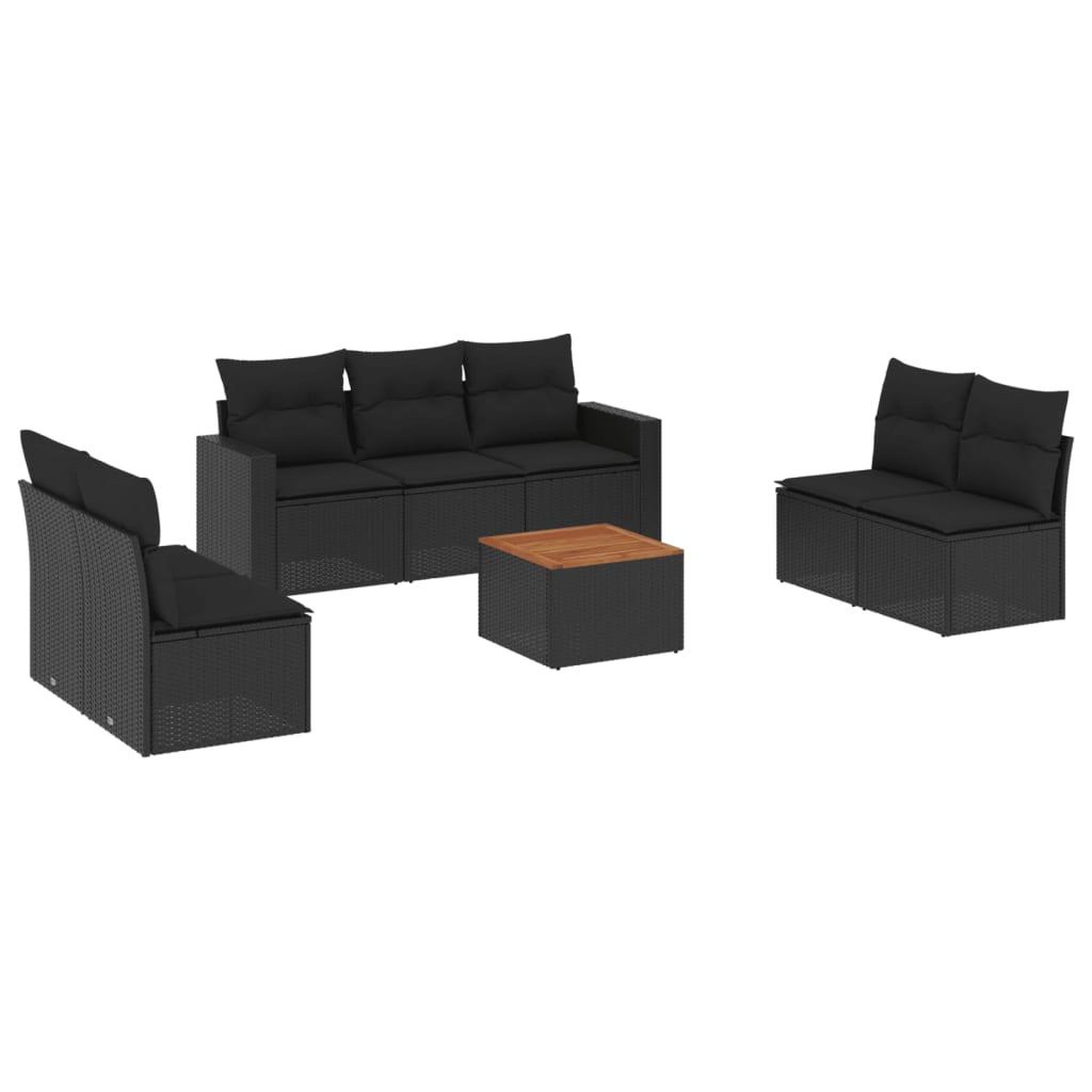Voir la diapositive 2 : VIDAXL Salon de jardin 8 pcs avec coussins noir resine tressee