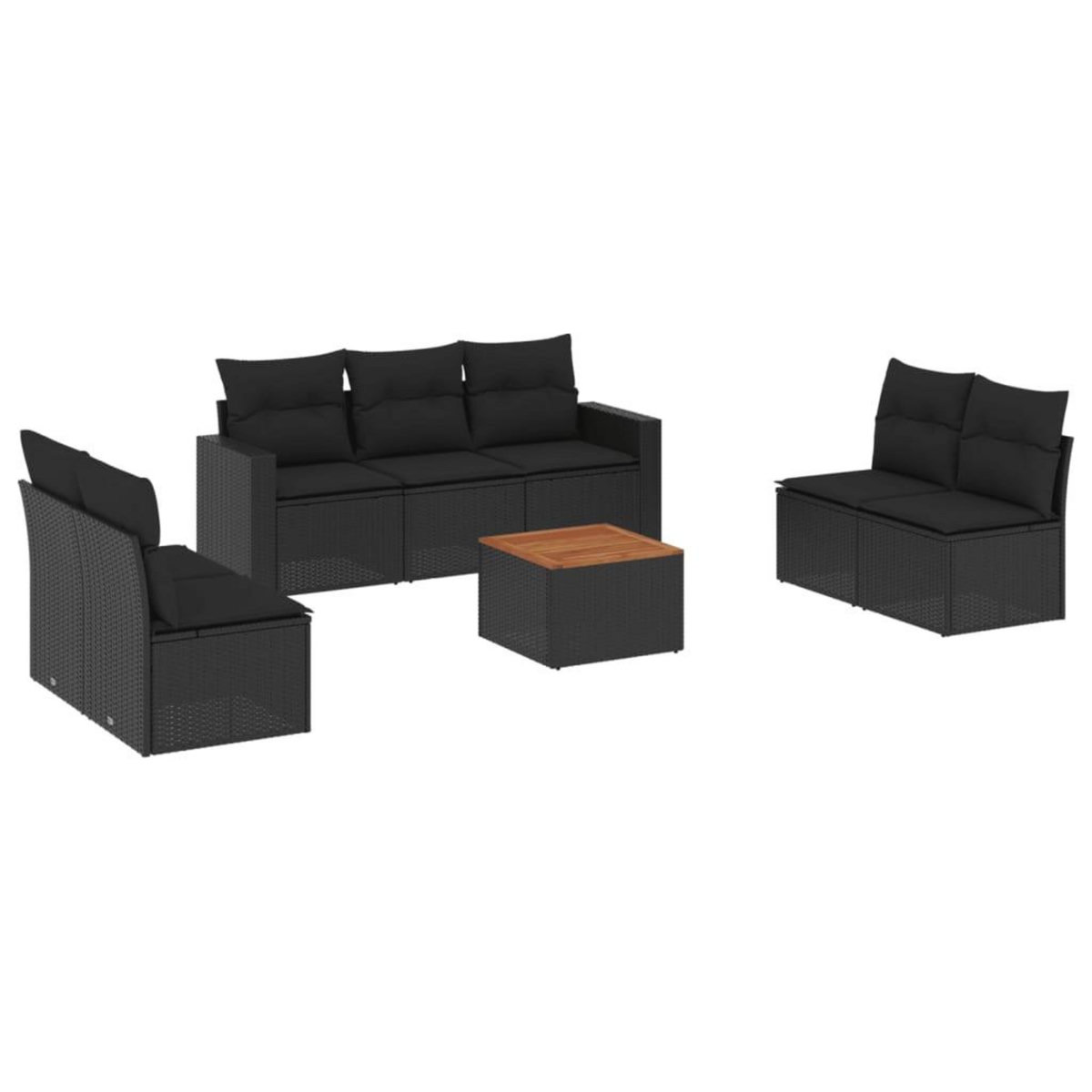 VIDAXL Salon de jardin 8 pcs avec coussins noir resine tressee