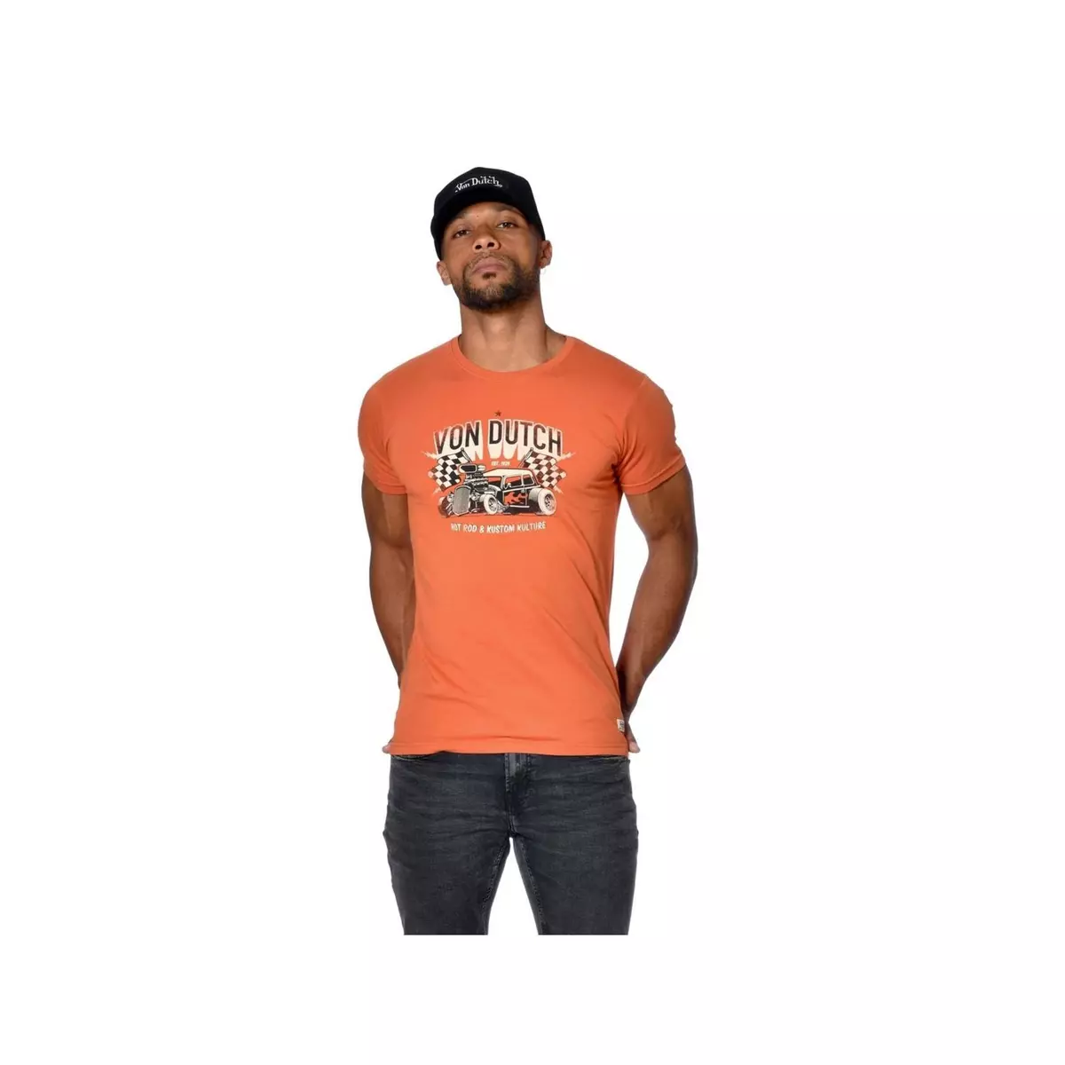 VONDUTCH T-shirt homme col rond coupe ajustée imprimé devant Hot
