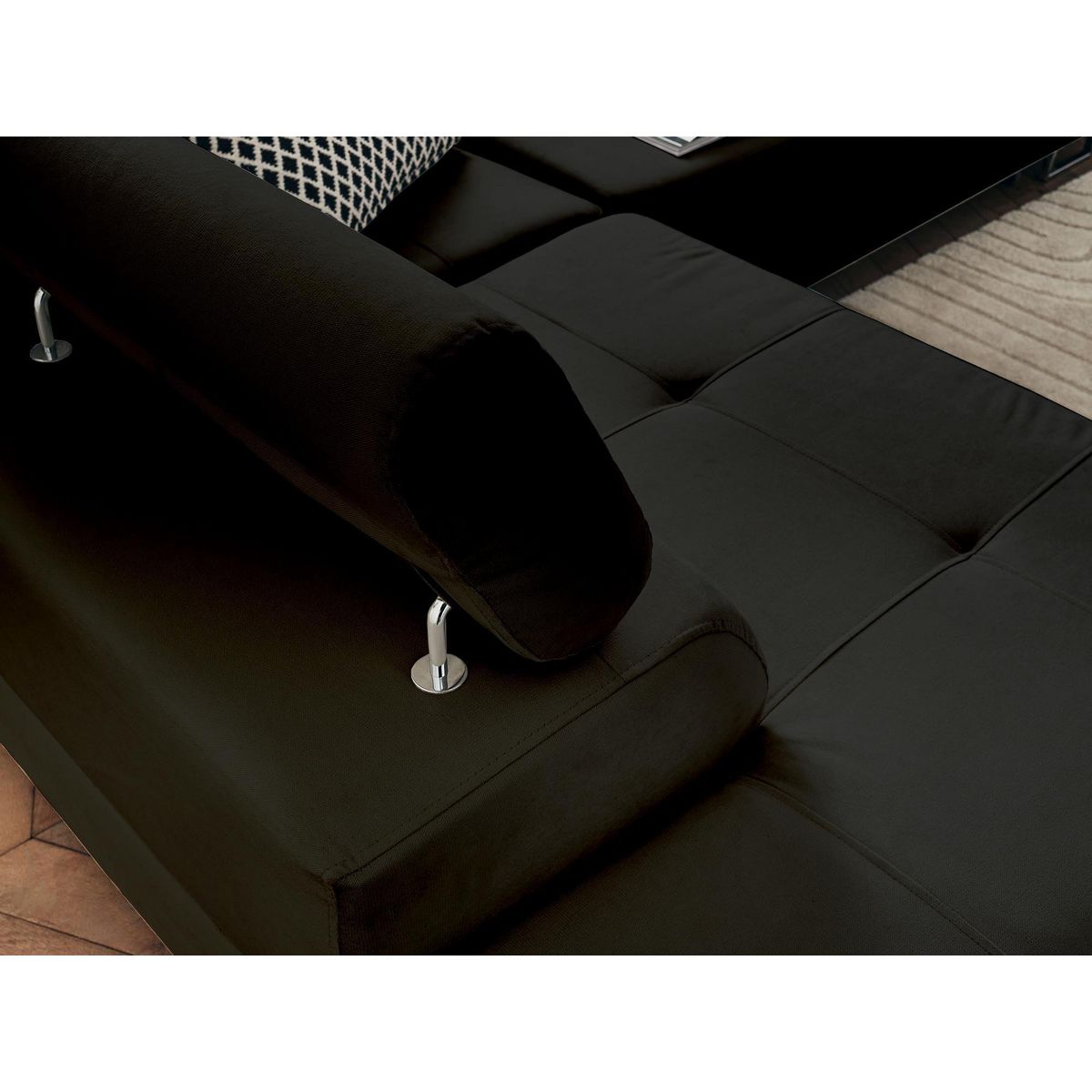 BEST MOBILIER Pablo - canapé d'angle gauche - 5 places - convertible avec coffre et têtières réglables - en velours